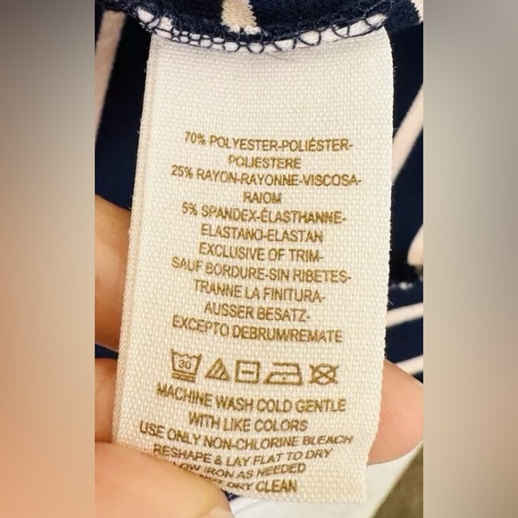 Free People Navy Peachy Cream Striped Lace Appliqué Open Back Mini Dress Size S - Picture 11 of 12